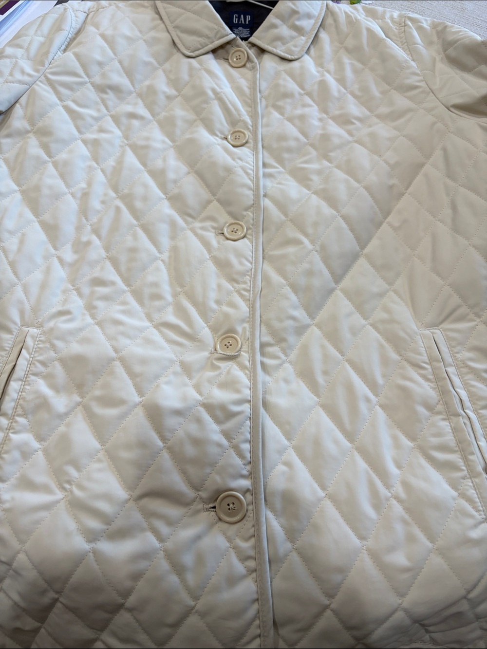 GAP Cream Quilted Lightweight Puffer Jacket XL - Picture 7 of 7